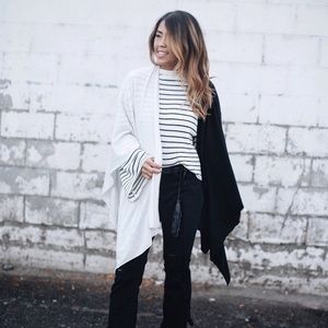 Black & white Donni Charm x The Zoe Report sweater shawl